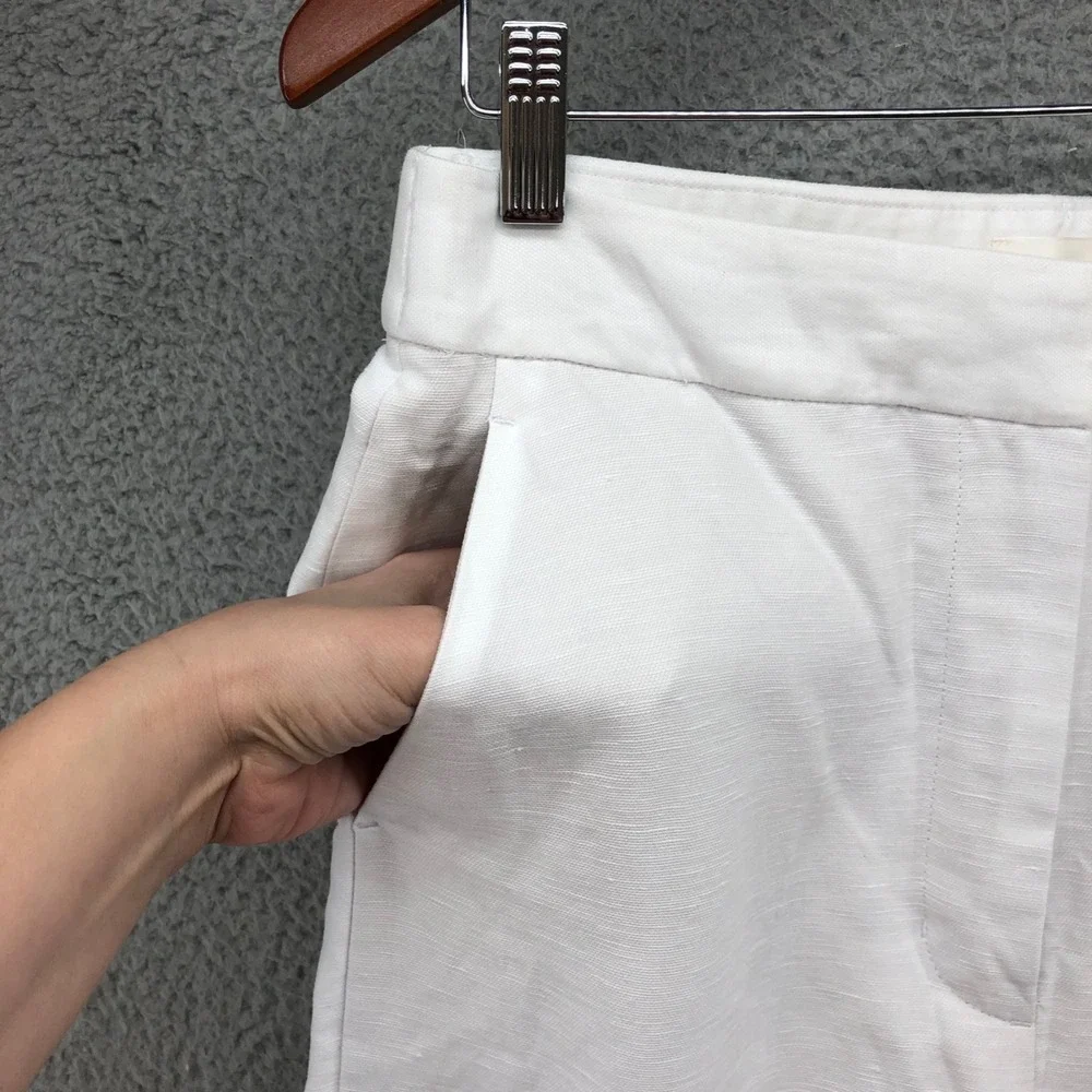 Wilfred Linen Pants Womens 8 Wide Leg High Rise White Classic Beach Resortwear